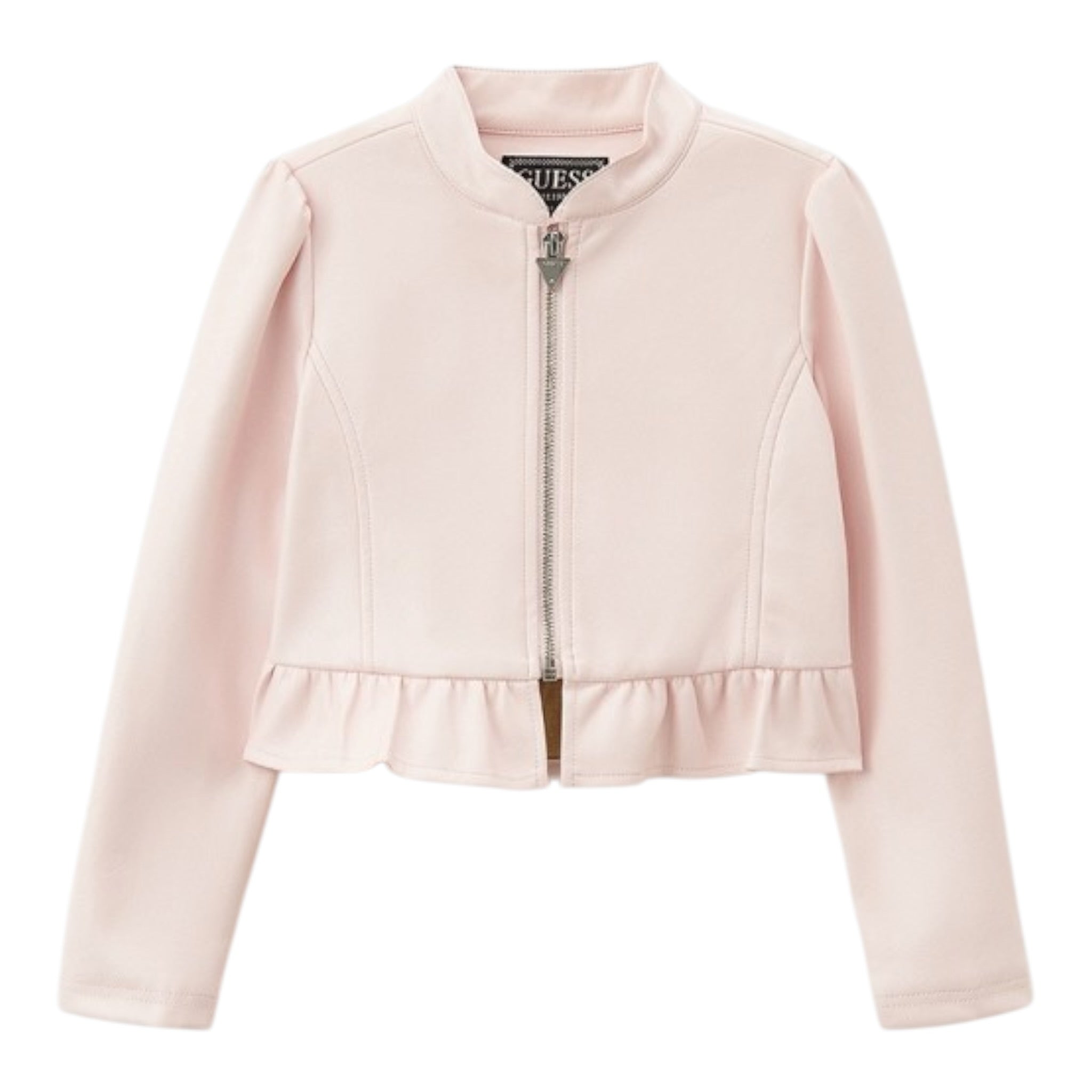 Guess Giubbino tinta unita In Ecopelle con Zip Rosa per Bambina J4RL08WE8D0 ROSA GUESS 