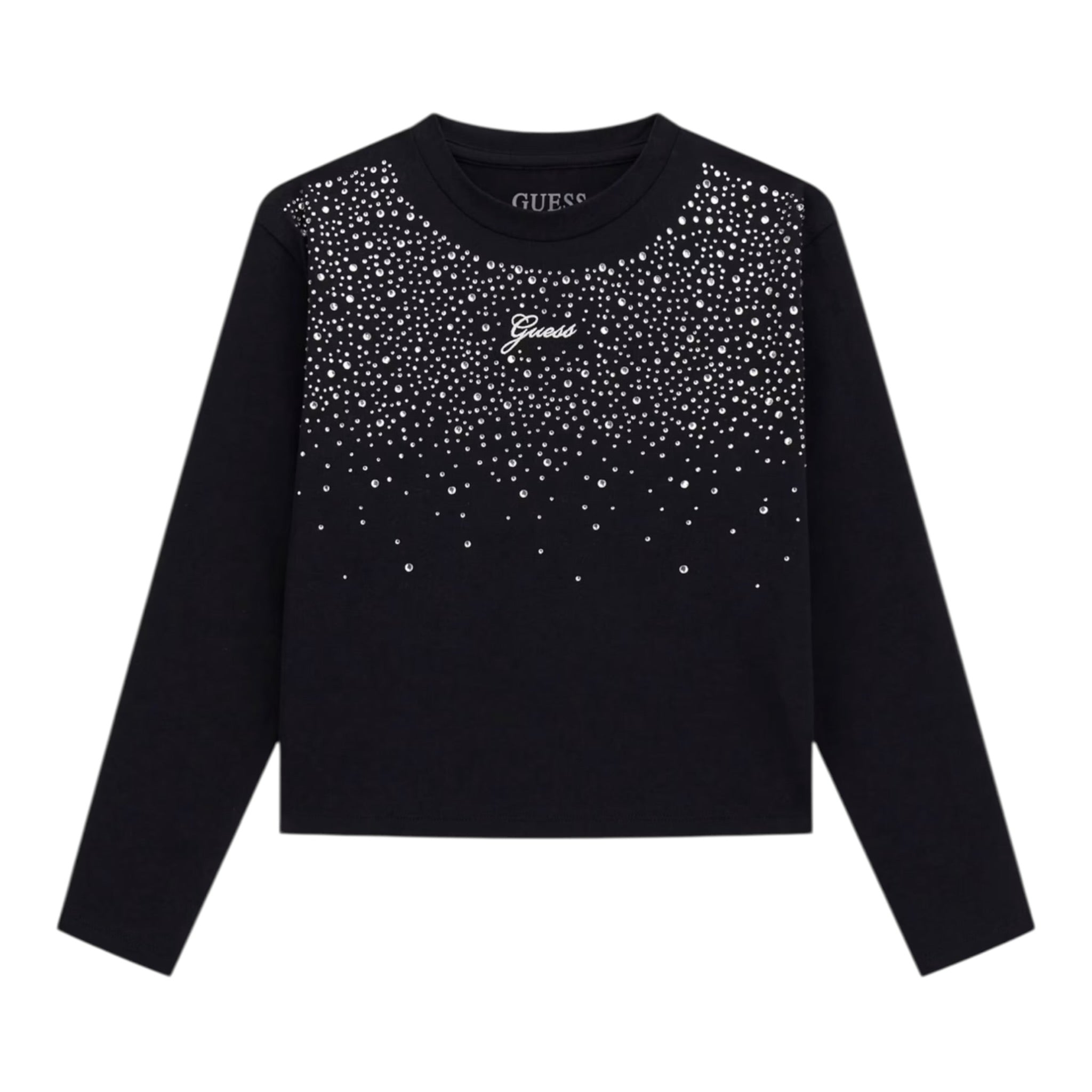 Guess Shirt tinta unita con Brillantini Nero per Bambina J5BI06J1314 NERO GUESS 