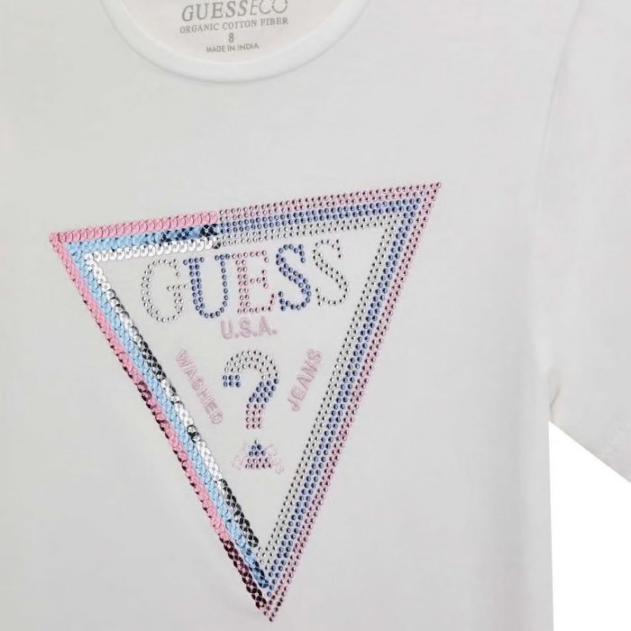 Guess T-Shirt tinta unita con Paillettes Bianco per Bambina J5RI12K6YW4 BIANCO GUESS 