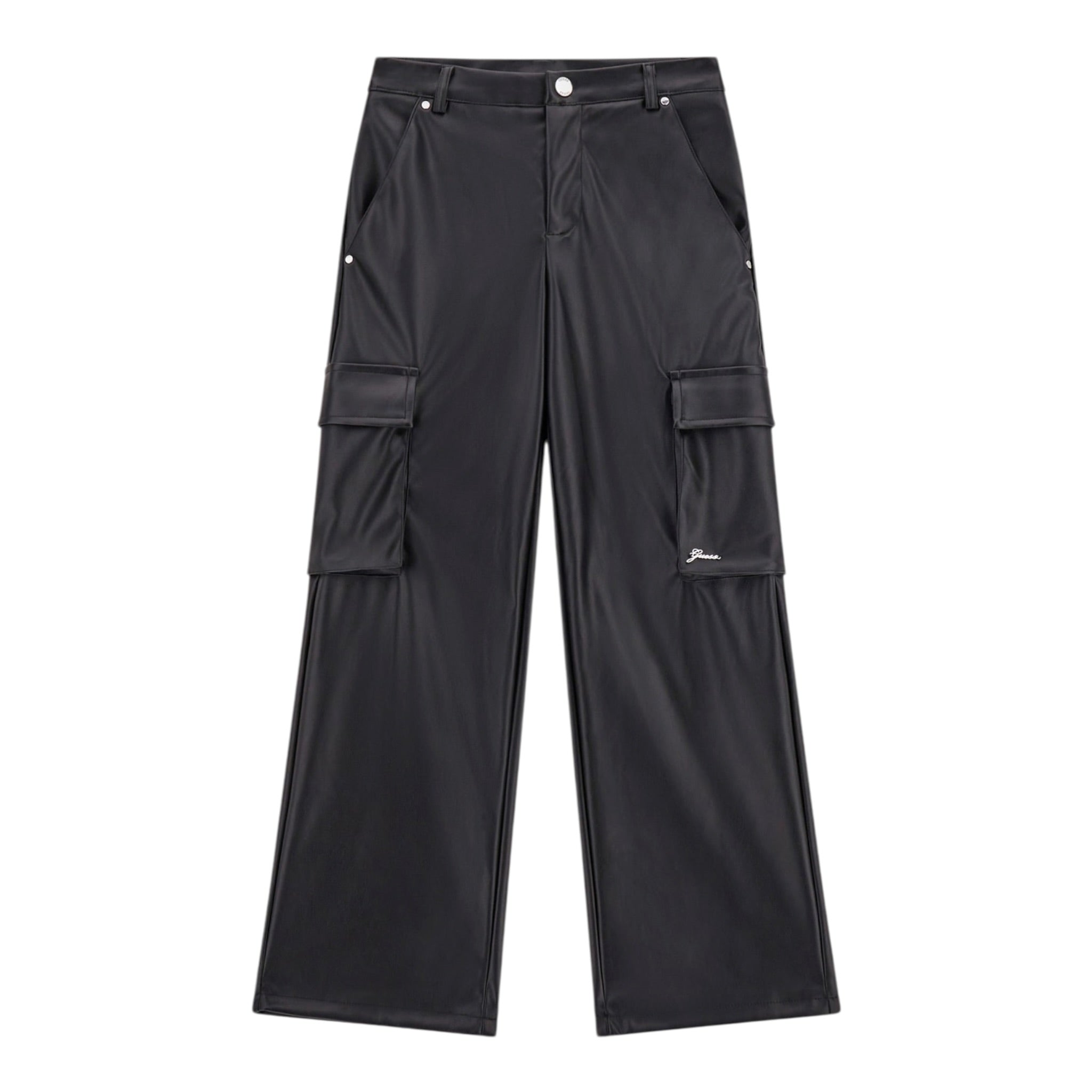 Guess Pantalone tinta unita Modello Palazzo In Ecopelle Nero per Bambina J5YB03WFV60 NERO GUESS 