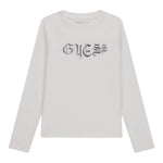 Guess Shirt tinta unita Girocollo con Stampa Bianco per Bambina J5YI13K6YW4X BIANCO GUESS 