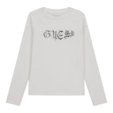 Guess Shirt tinta unita Girocollo con Stampa Bianco per Bambina J5YI13K6YW4X BIANCO GUESS 