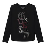 Guess Shirt Girocollo tinta unita con Paillettes Nero per Bambina J5YI14KAPO0 NERO GUESS 