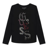 Guess Shirt Girocollo tinta unita con Paillettes Nero per Bambina J5YI14KAPO0 NERO GUESS 