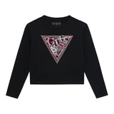 Guess Shirt tinta unita con Stampa Nero per Bambina J5YI15K6YW4X NERO GUESS 