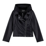 Guess Chiodo In Ecopelle tinta unita con Cappuccio Nero per Bambino J5YL01WAEI0 NERO GUESS 