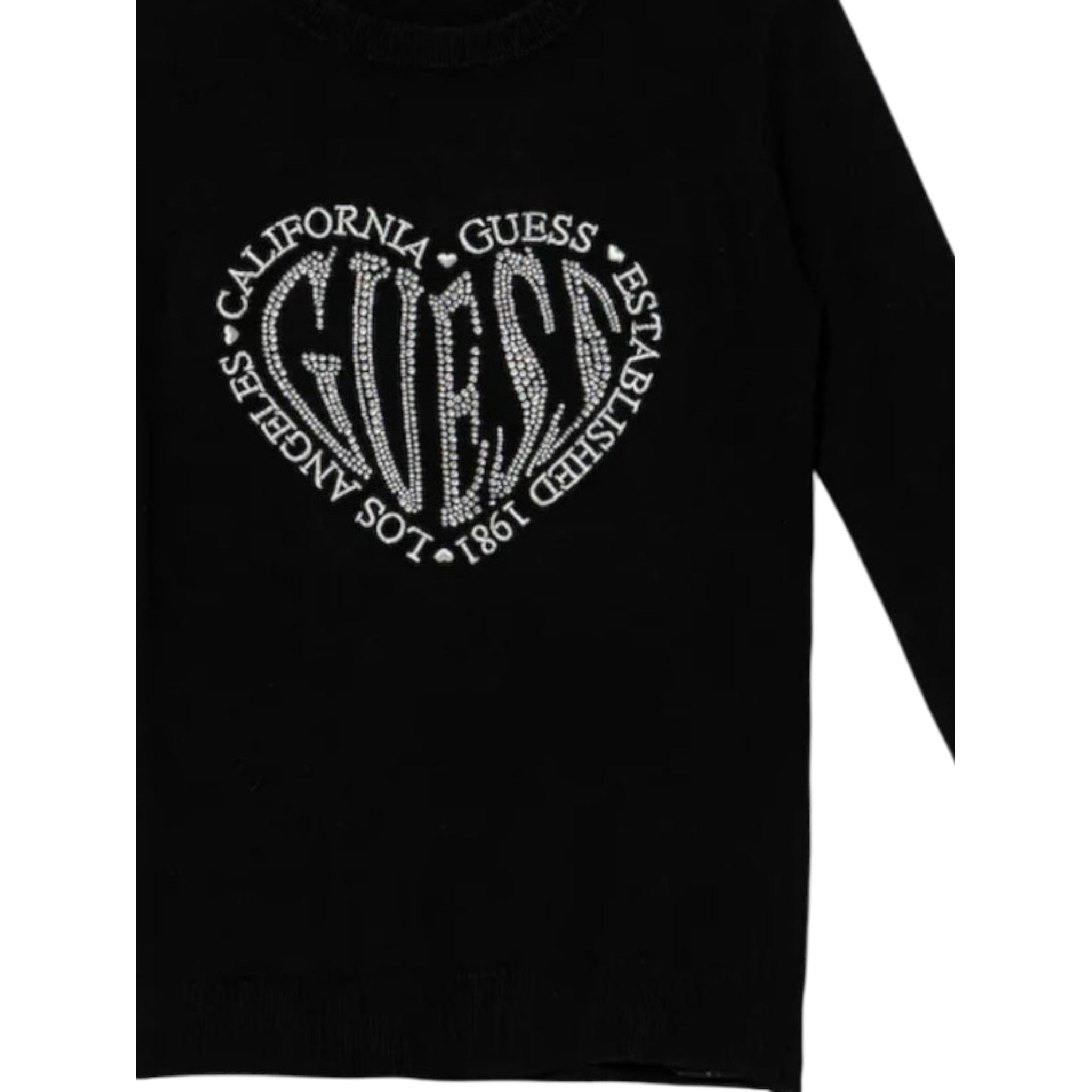 Guess Maglia tinta unita con Brillantini Nero per Bambina J5YR06Z2NQ2 NERO GUESS 
