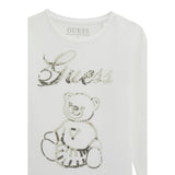 Guess Shirt Girocollo tinta unita con Pailettes Bianco per Neonata K5BI03J1314 BIANCO GUESS 