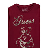 Guess Shirt Girocollo tinta unita con Pailettes Bordeaux per Neonata K5BI03J1314 BORDEAUX GUESS 