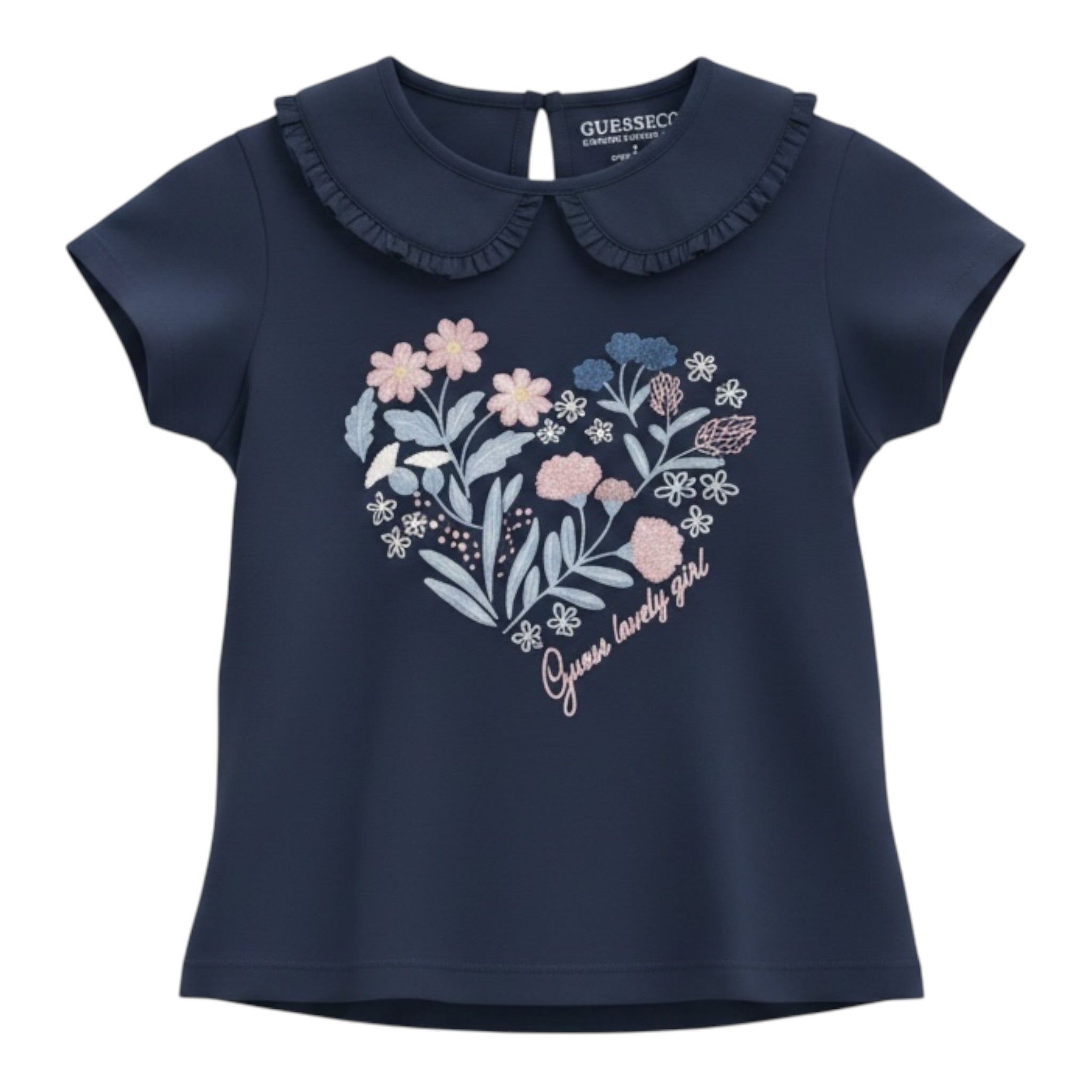 Guess T-Shirt tinta unita con Colletto Blu per Bambina K5RI23K6Y BLU GUESS 