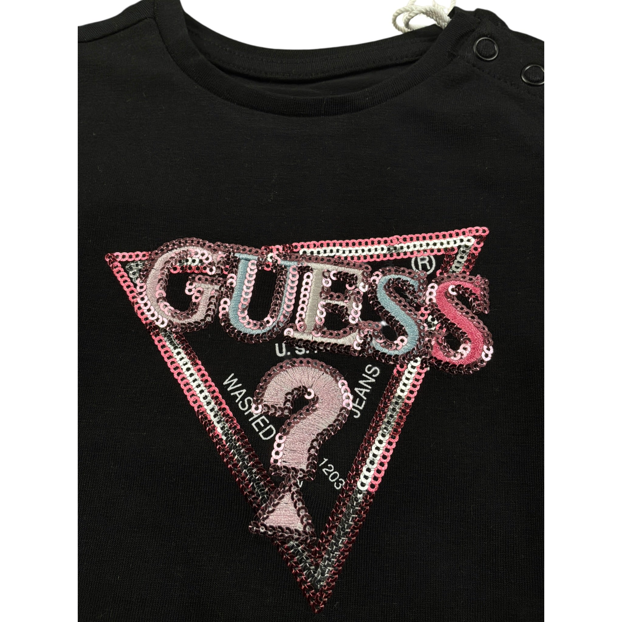Guess Shirt tinta unita con Stampa Nero per Neonata K5YI10K6YW4 NERO GUESS 
