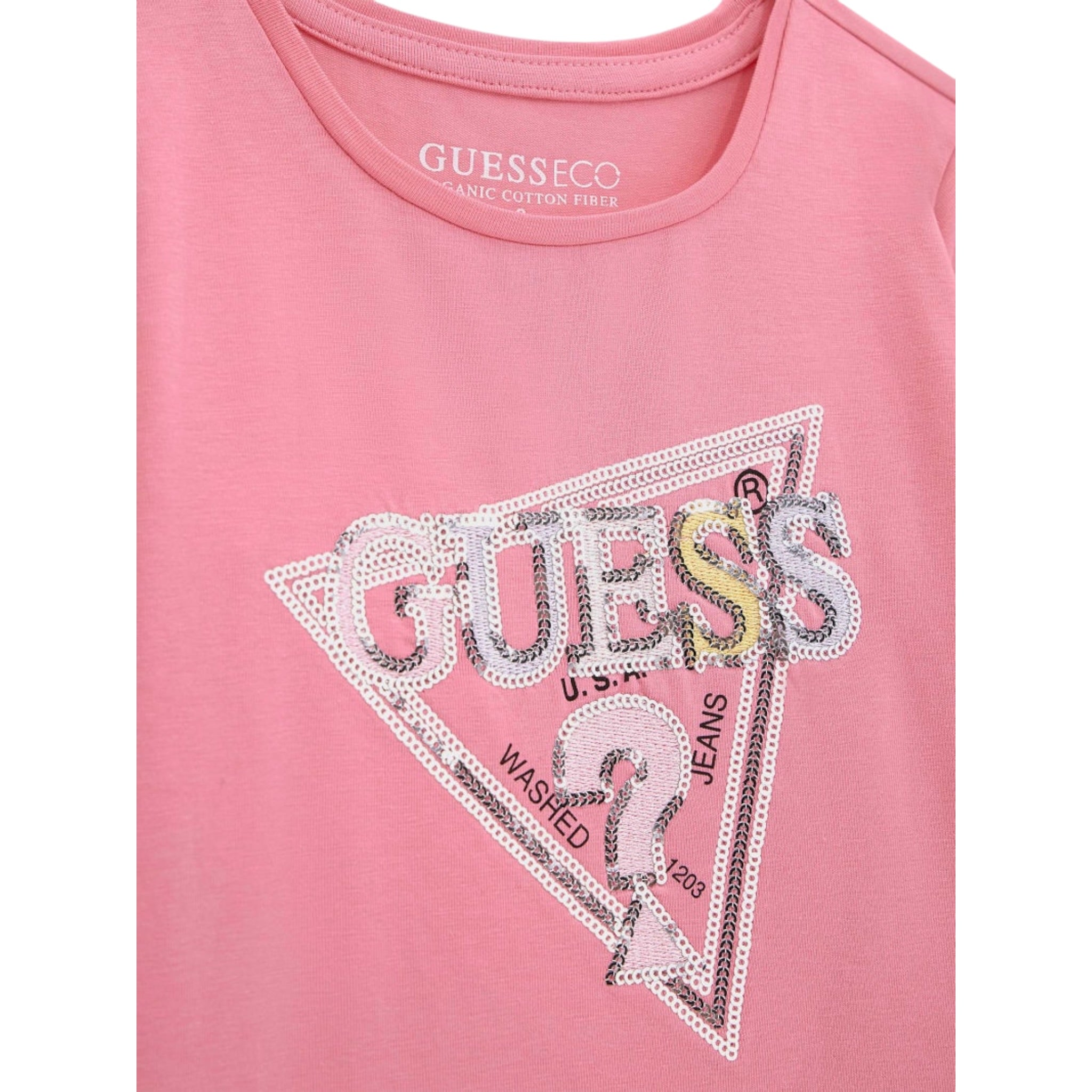 Guess Shirt tinta unita con Stampa Rosa per Neonata K5YI10K6YW4 ROSA GUESS 