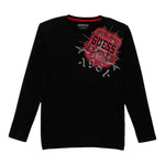 Guess Shirt Girocollo tinta unita con Stampa Nero per Bambino K5YI16K8HM4 NERO GUESS 