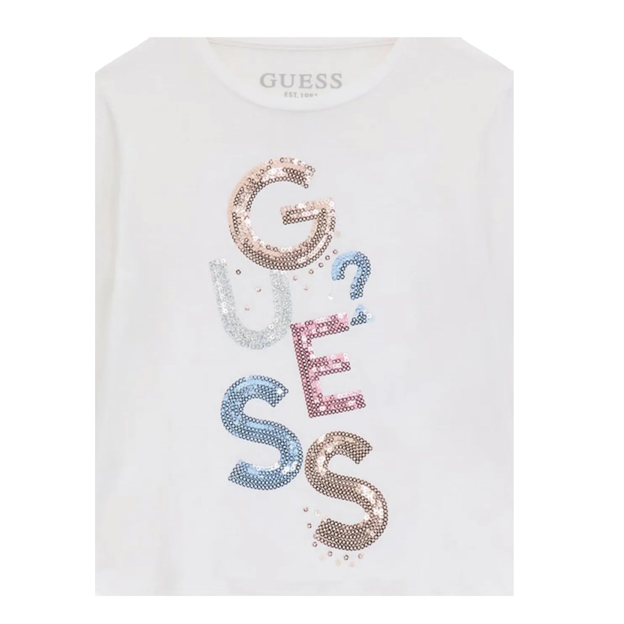 Guess Shirt Girocollo tinta unita con Paillettes Bianco per Neonata K5YI26KAPO0 BIANCO GUESS 