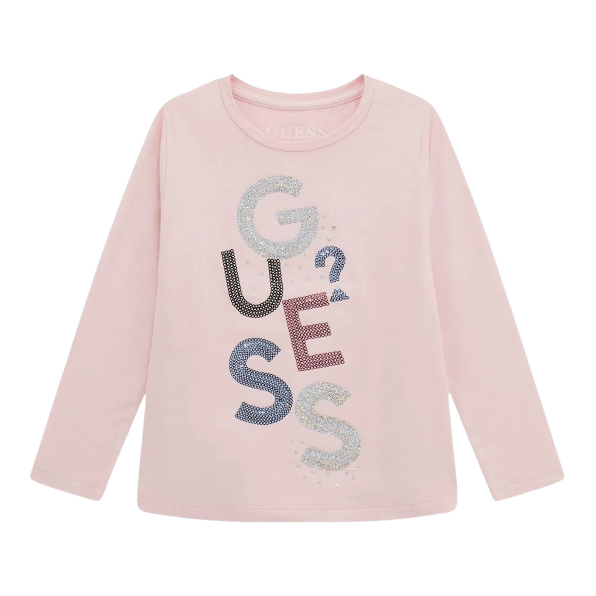 Guess Shirt Girocollo tinta unita con Paillettes Rosa per Neonata K5YI26KAPO0NX ROSA GUESS 