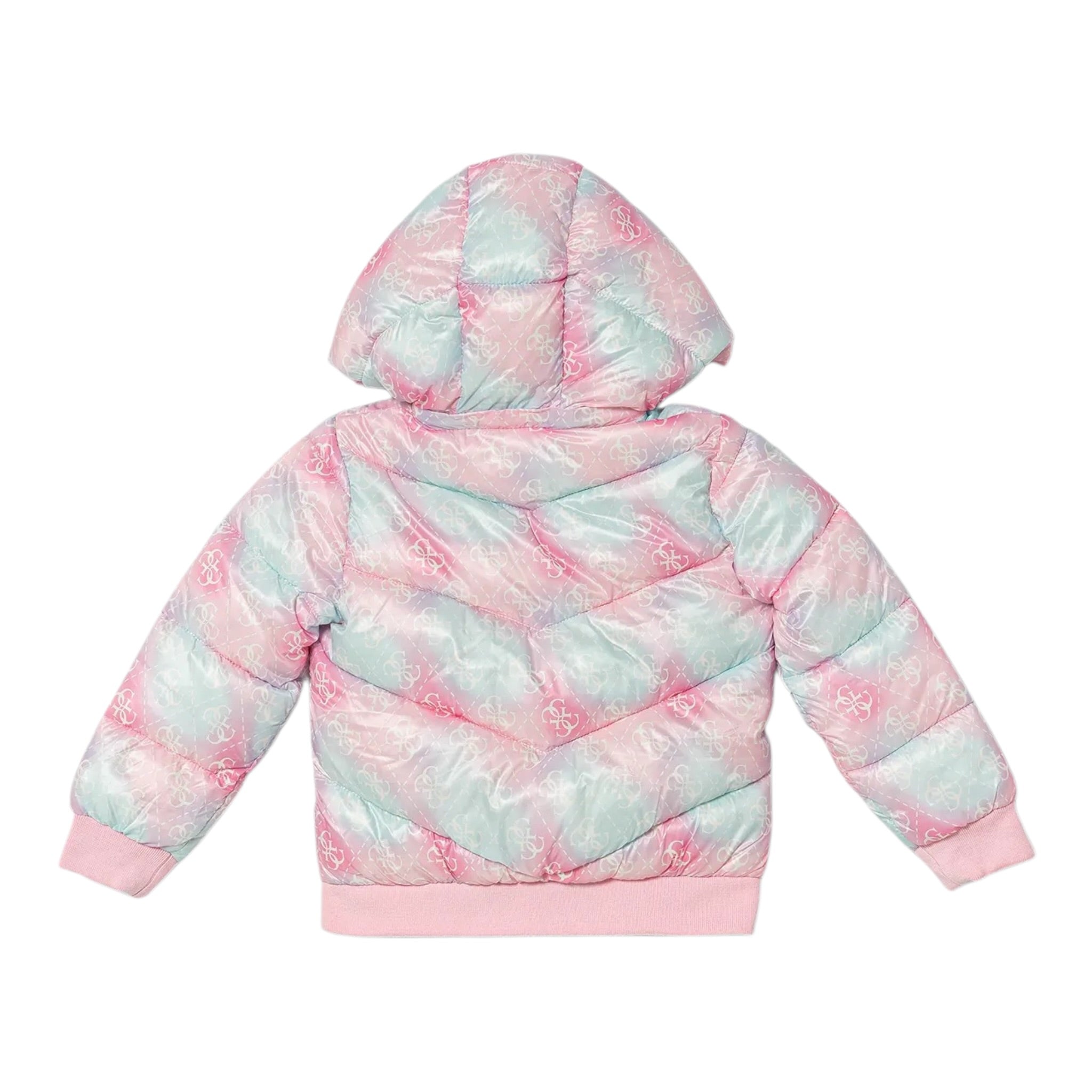 Guess Giubbino tinta unita con Zip Cappuccio E Fantasia Rosa per Neonata K5YL02WEGY0 ROSA GUESS 