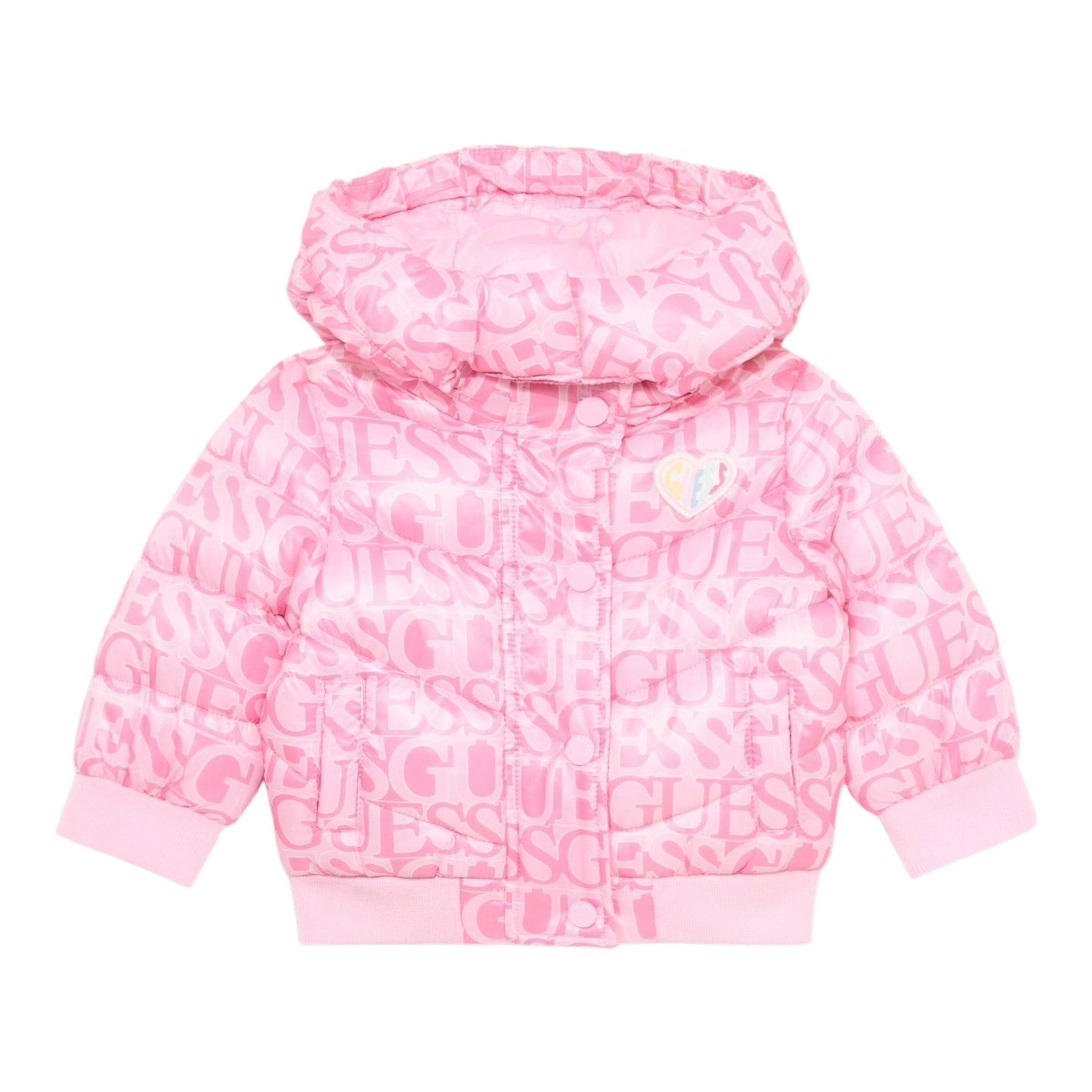 Guess Giubbino tinta unita con Zip Cappuccio E Fantasia Fuxia per Bambina K5YL02WEGY0X FUXIA GUESS 