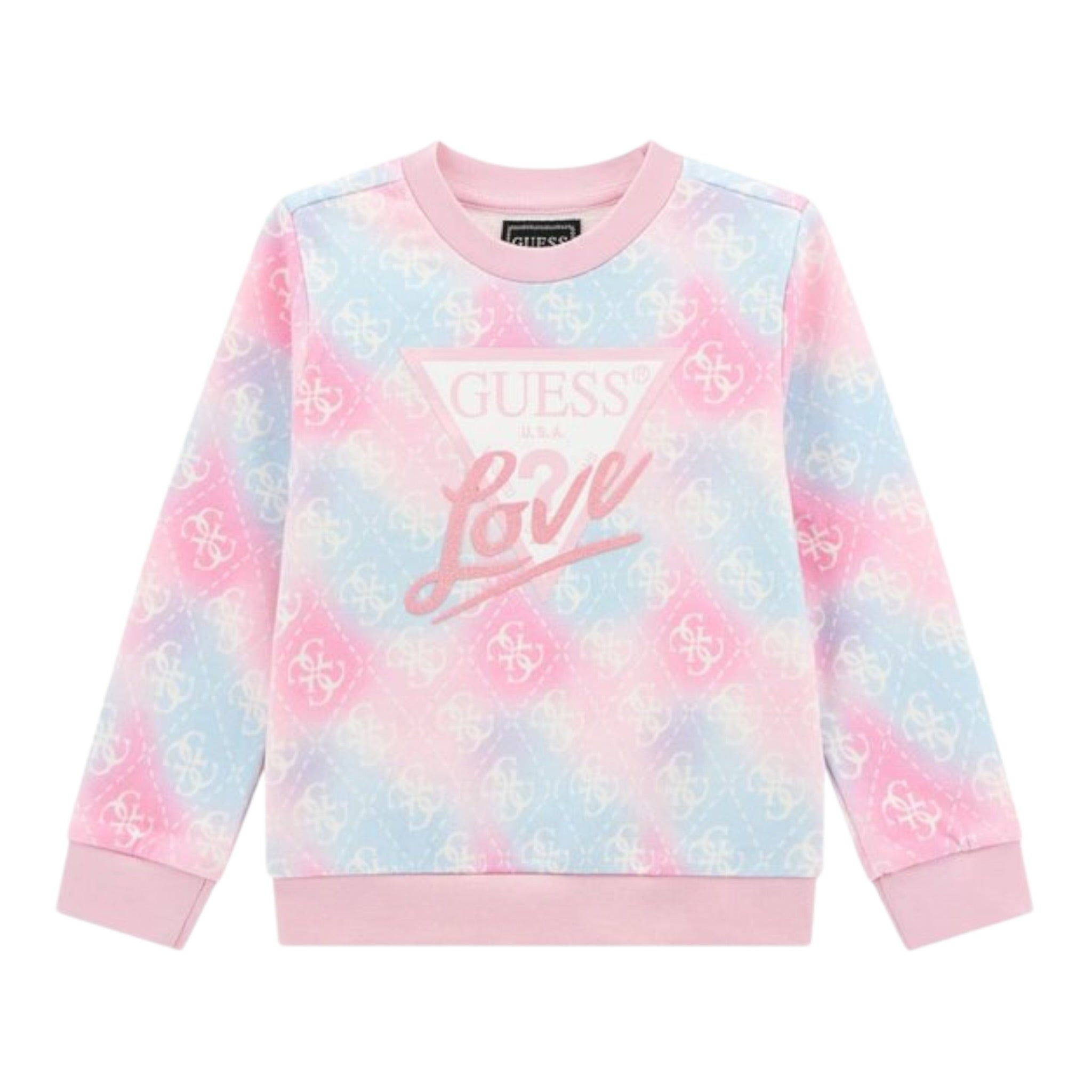 Guess Felpa Chiusa Girocollo tinta unita Stampa Fantasia Rosa per Bambina K5YQ02KA6R4J ROSA GUESS 