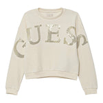 Guess Felpa Chiusa Girocollo tinta unita con Paillettes Panna per Bambina K5YQ09KAV34 PANNA GUESS 