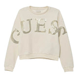 Guess Felpa Chiusa Girocollo tinta unita con Paillettes Panna per Neonata K5YQ09KAV34XN PANNA GUESS 