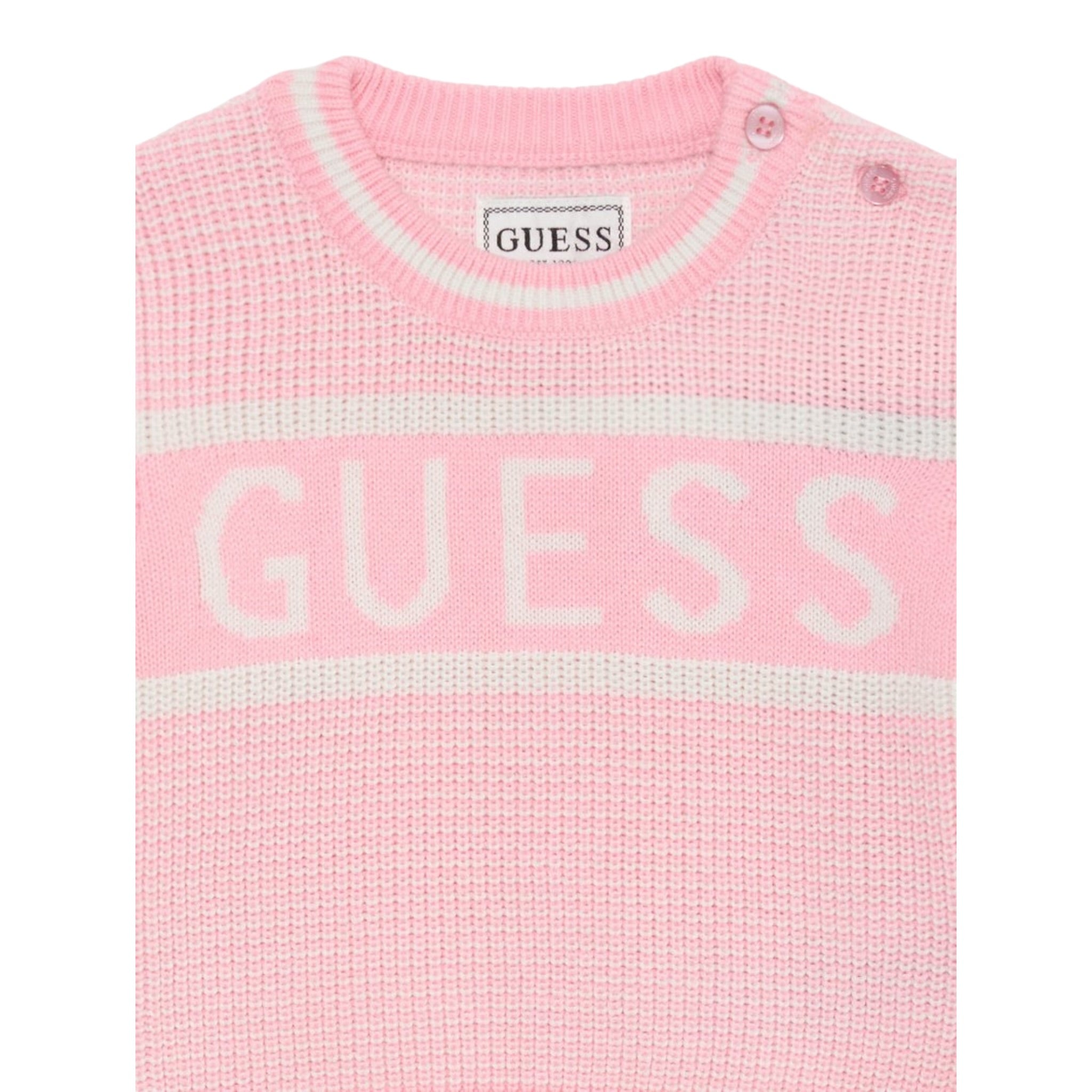 Guess Maglia Girocollo tinta unita con Logo Rosa per Neonata K5YR00Z3OJ0N ROSA GUESS 