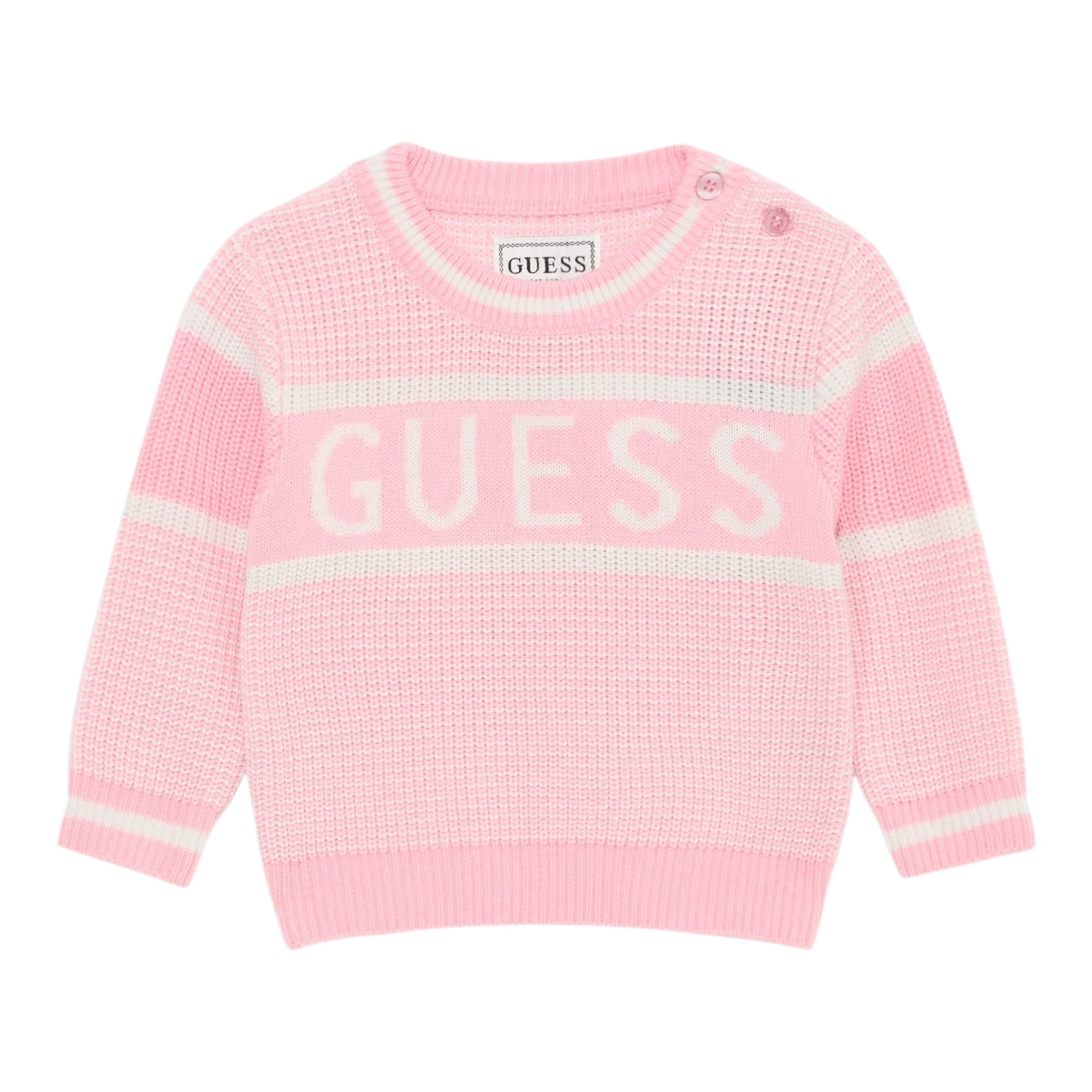 Guess Maglia Girocollo tinta unita con Logo Rosa per Neonata K5YR00Z3OJ0N ROSA GUESS 