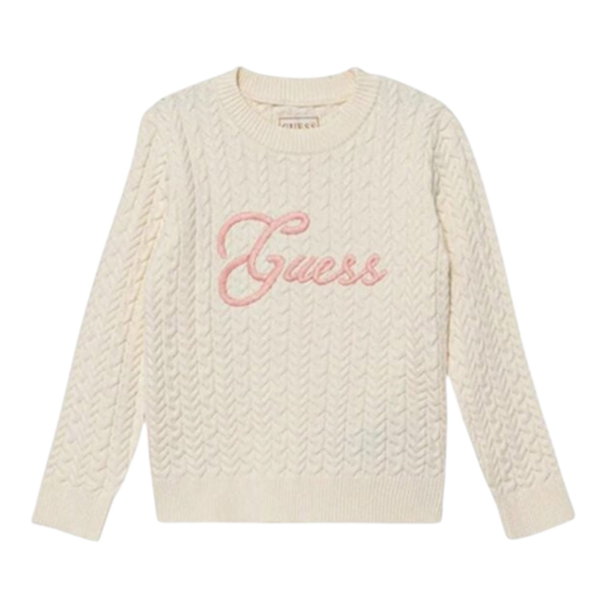 Guess Maglia Girocollo tinta unita con Lofo Panna per Neonata K5YR04Z3OI0 PANNA GUESS 