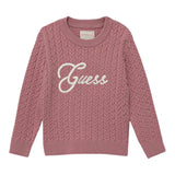 Guess Maglia Girocollo tinta unita con Lofo Rosa per Neonata K5YR04Z3OI0 ROSA GUESS 