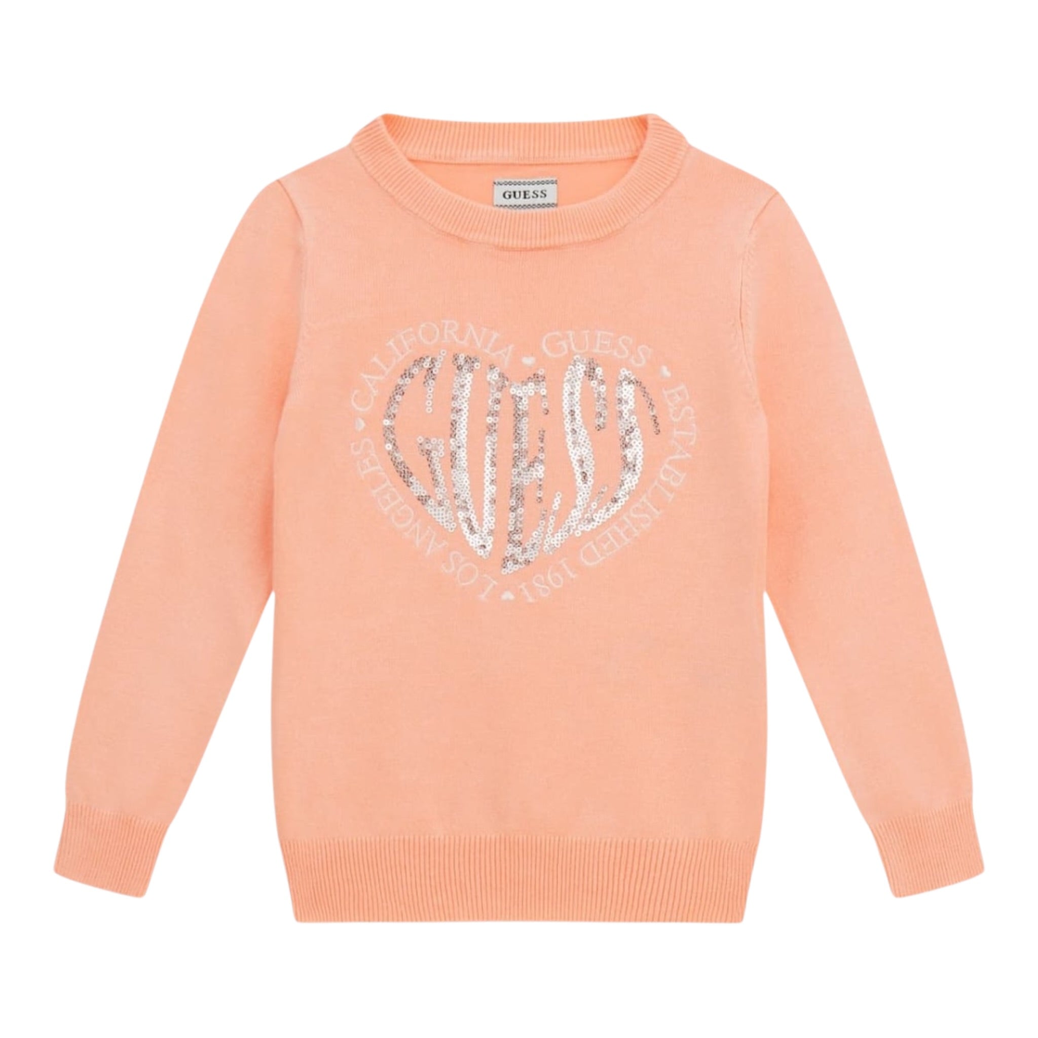 Guess Maglia Girocollo tinta unita con Paillettes Pesca per Neonata K5YR08Z2NQ2 PESCA GUESS 