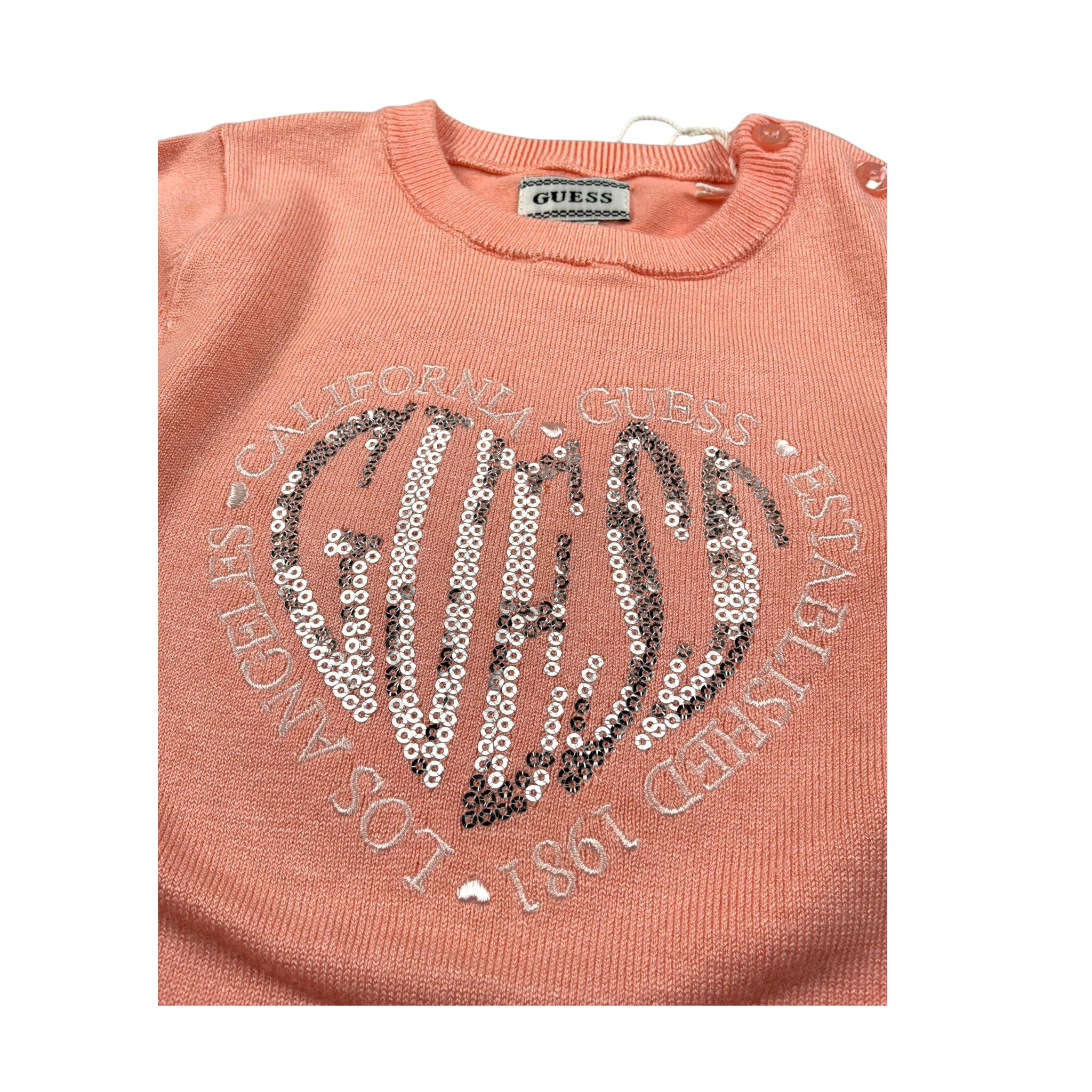 Guess Maglia Girocollo tinta unita con Paillettes Pesca per Neonata K5YR08Z2NQ2 PESCA GUESS 