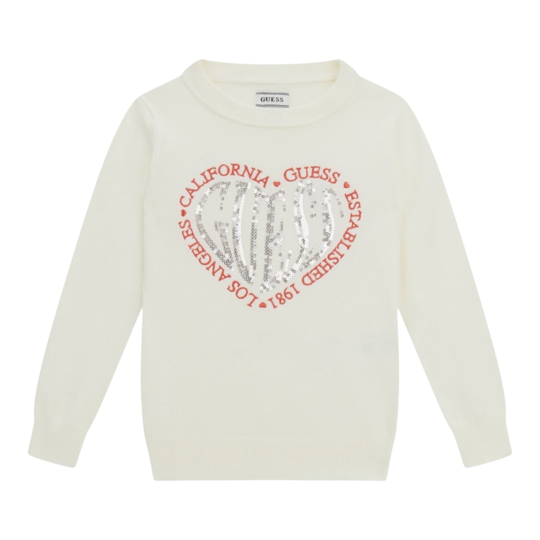 Guess Maglia Girocollo tinta unita con Paillettes Panna per Neonata K5YR08Z2NQ2XN PANNA GUESS 