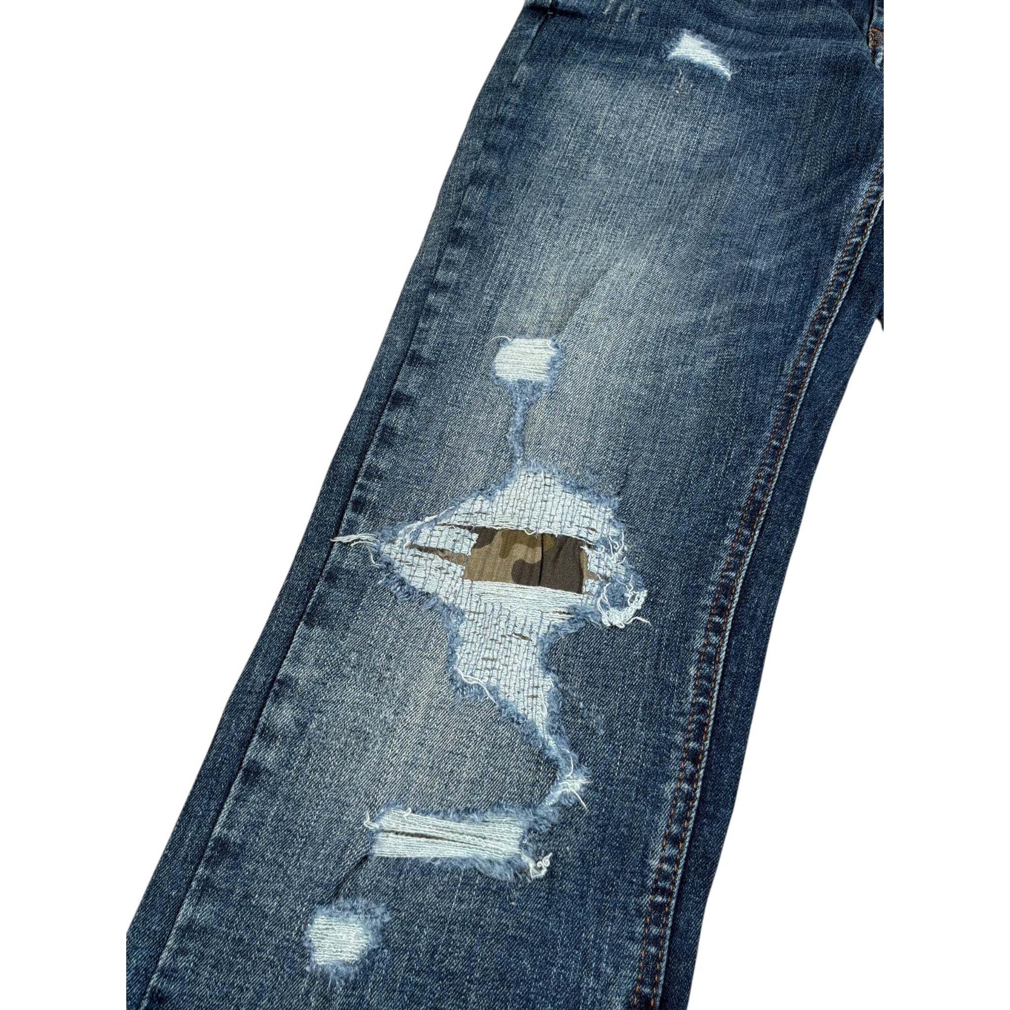 Guess Jeans tinta unita con Strappi Blu per Bambino L1BA11D46T0 BLU GUESS 