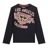 Guess Shirt Girocollo tinta unita con Stampa Nero per Bambino L5RI01K8HM4 NERO GUESS 