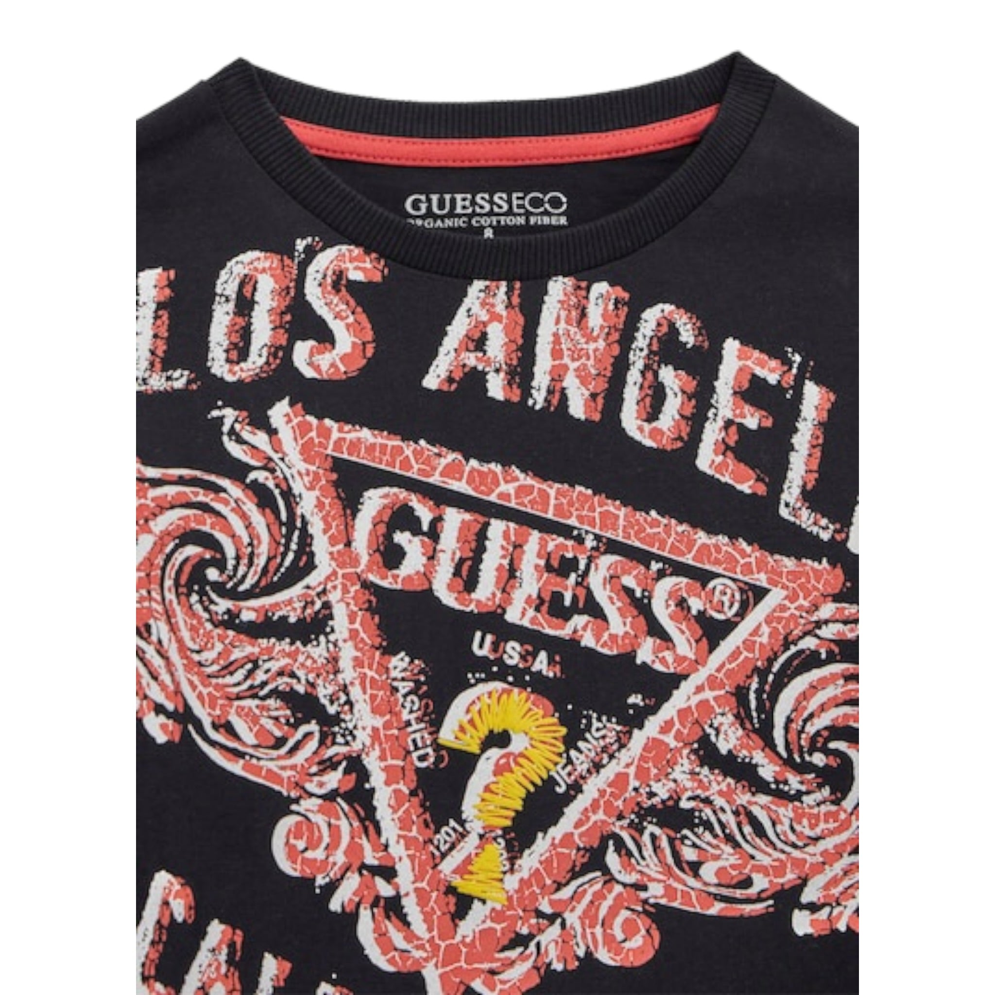 Guess Shirt Girocollo tinta unita con Stampa Nero per Bambino L5RI01K8HM4 NERO GUESS 