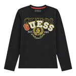 Guess Shirt Girocollo tinta unita con Logo Nero per Bambino L5RI03K8HM4 NERO GUESS 