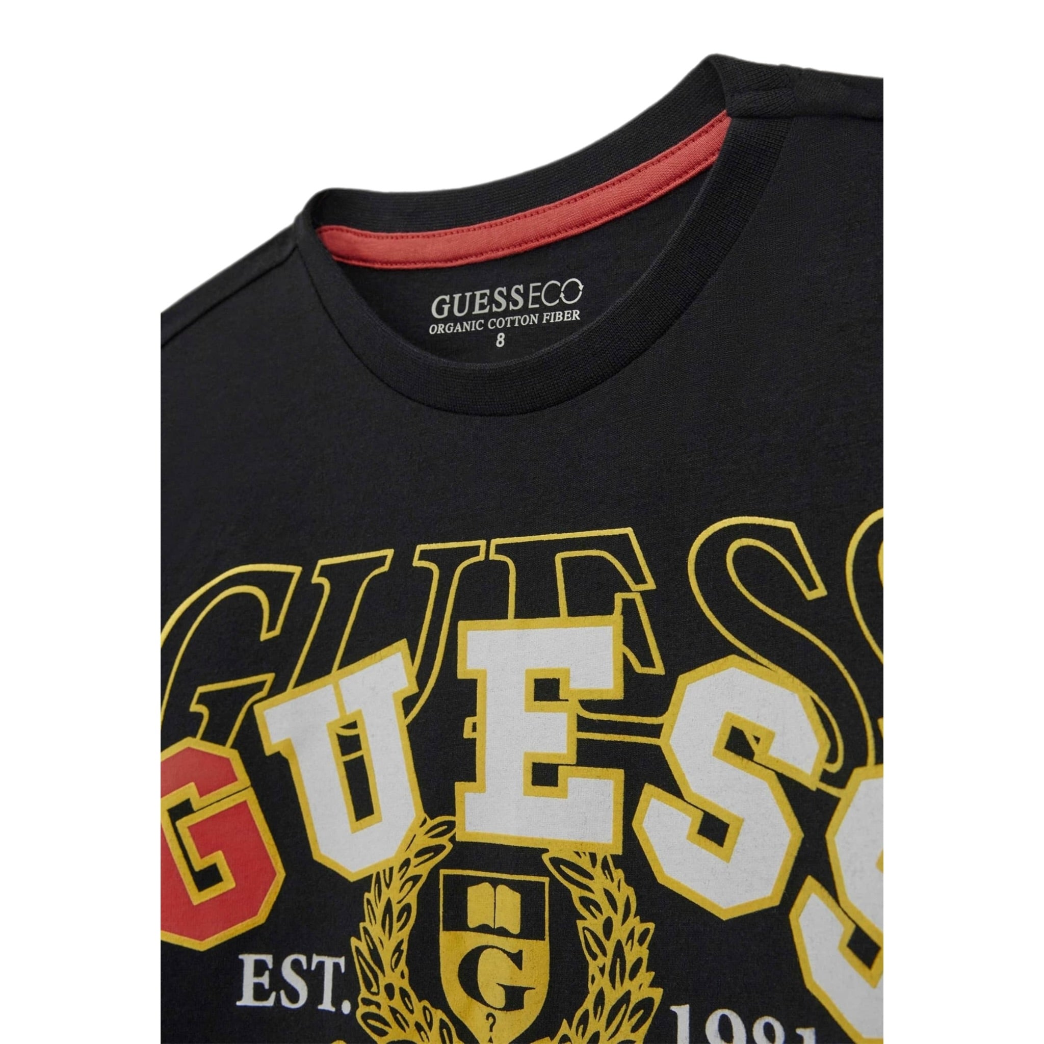 Guess Shirt Girocollo tinta unita con Logo Nero per Bambino L5RI03K8HM4 NERO GUESS 