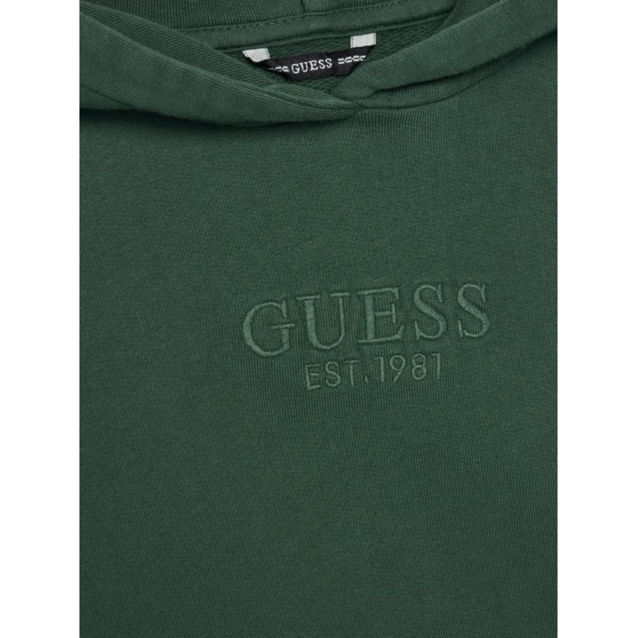 Guess Felpa Chiusa con Cappuccio tinta unita Verde per Bambino L5YQ25KAV34XX VERDE GUESS 