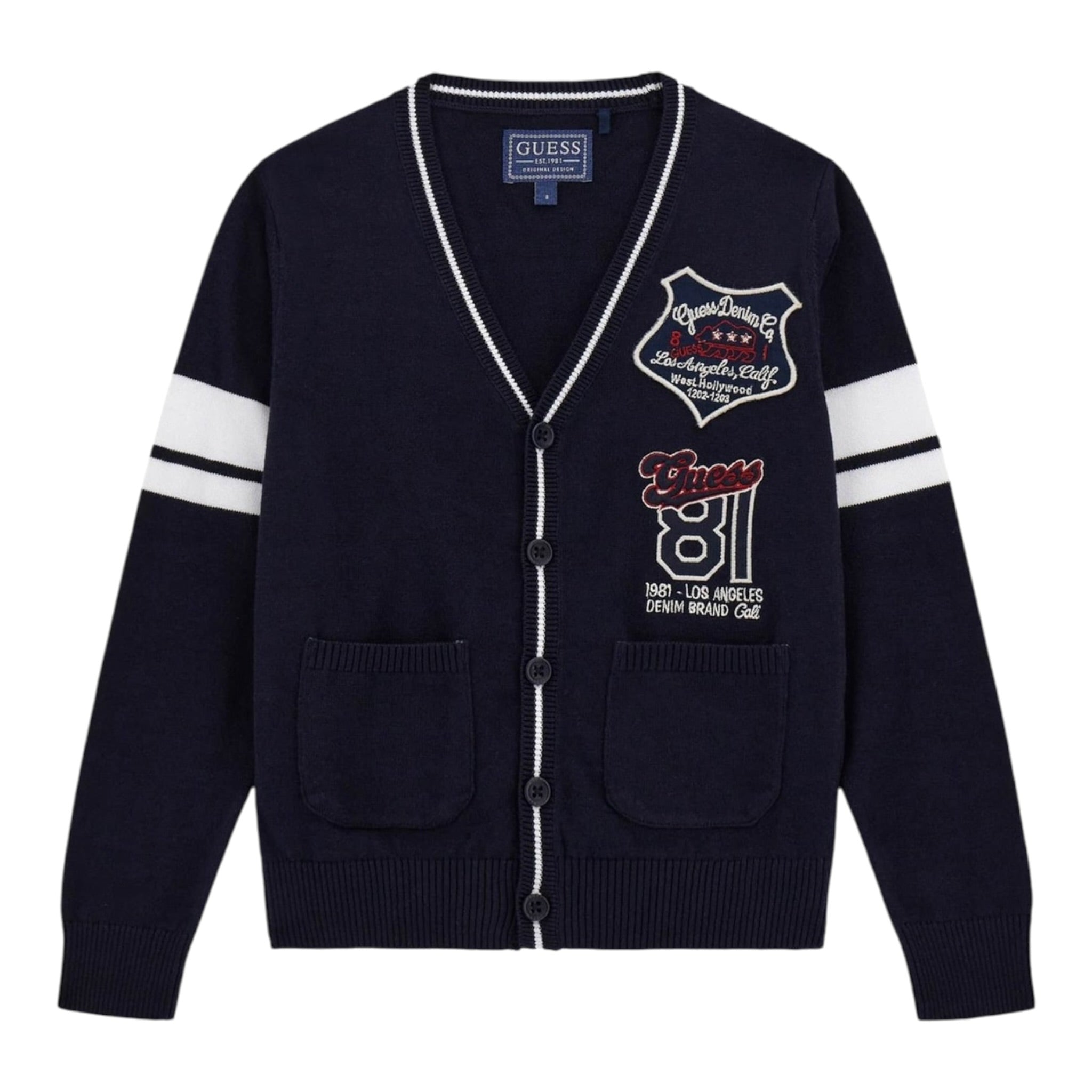 Guess Cardigan tinta unita con Logo Blu per Bambino L5YR05Z0140 BLU GUESS 