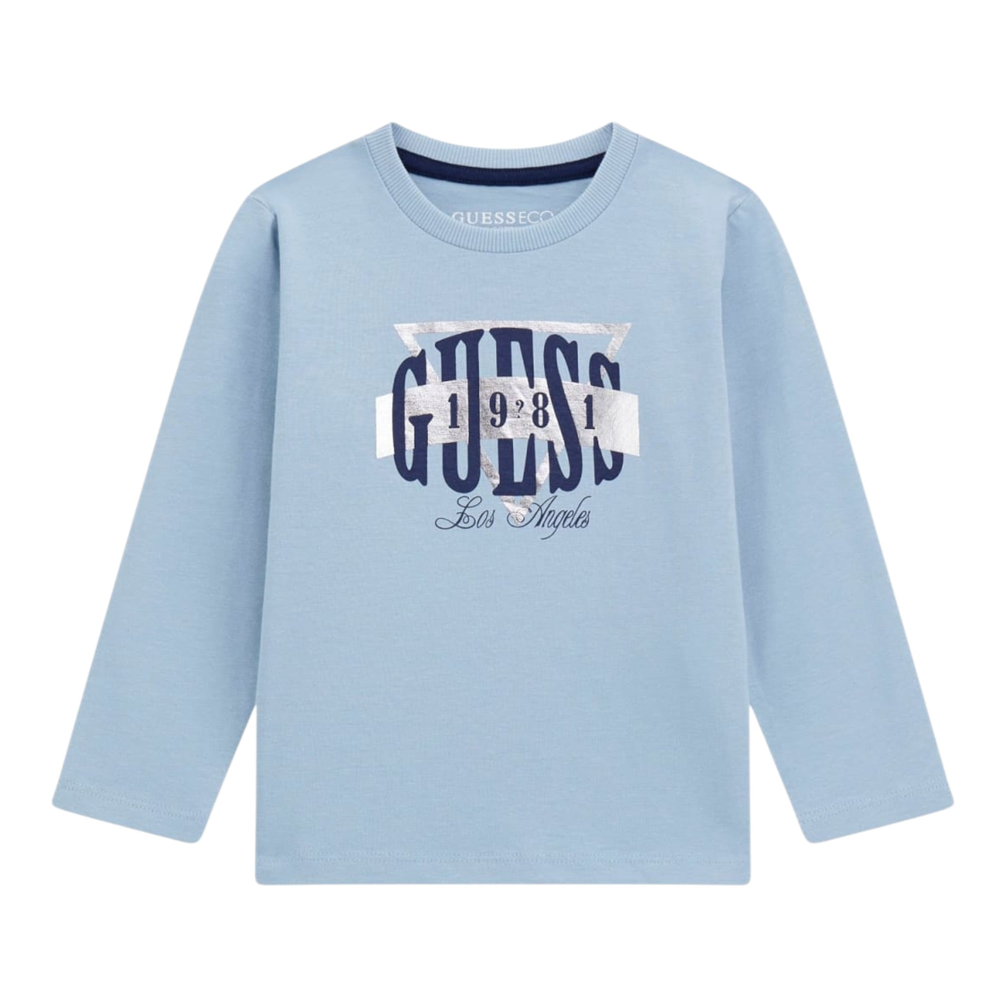 Guess Shirt tinta unita con Stampa Azzurro per Neonato N5BI01I3Z14 AZZURRO GUESS 