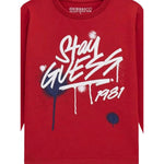 Guess Shirt tinta unita con Stampa Rosso per Bambino N5BI02I3Z14X ROSSO GUESS 