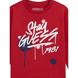 Guess Shirt tinta unita con Stampa Rosso per Neonato N5BI02I3Z14XX ROSSO GUESS 