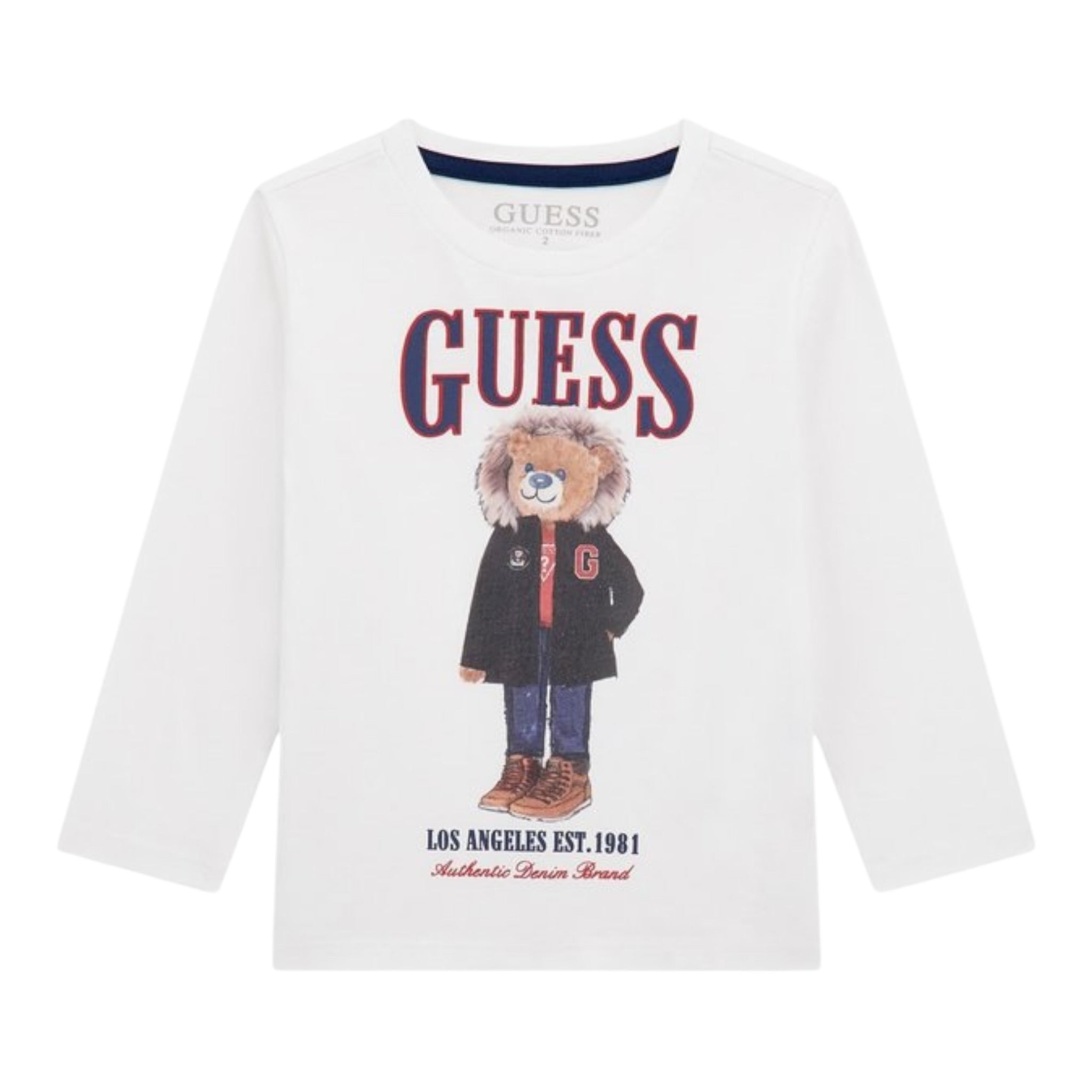 Guess Shirt tinta unita Girocollo con Stampa Bianco per Neonato N5BI04I3Z14 BIANCO GUESS 