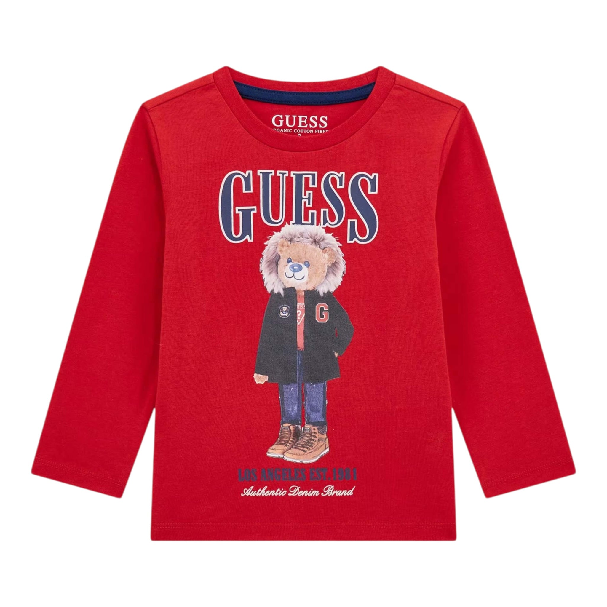 Guess Shirt tinta unita Girocollo con Stampa Rosso per Bambino N5BI04I3Z14J ROSSO GUESS 