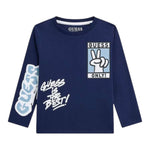 Guess Shirt tinta unita con Stampa Blu per Neonato N5BI05I3Z14 BLU GUESS 