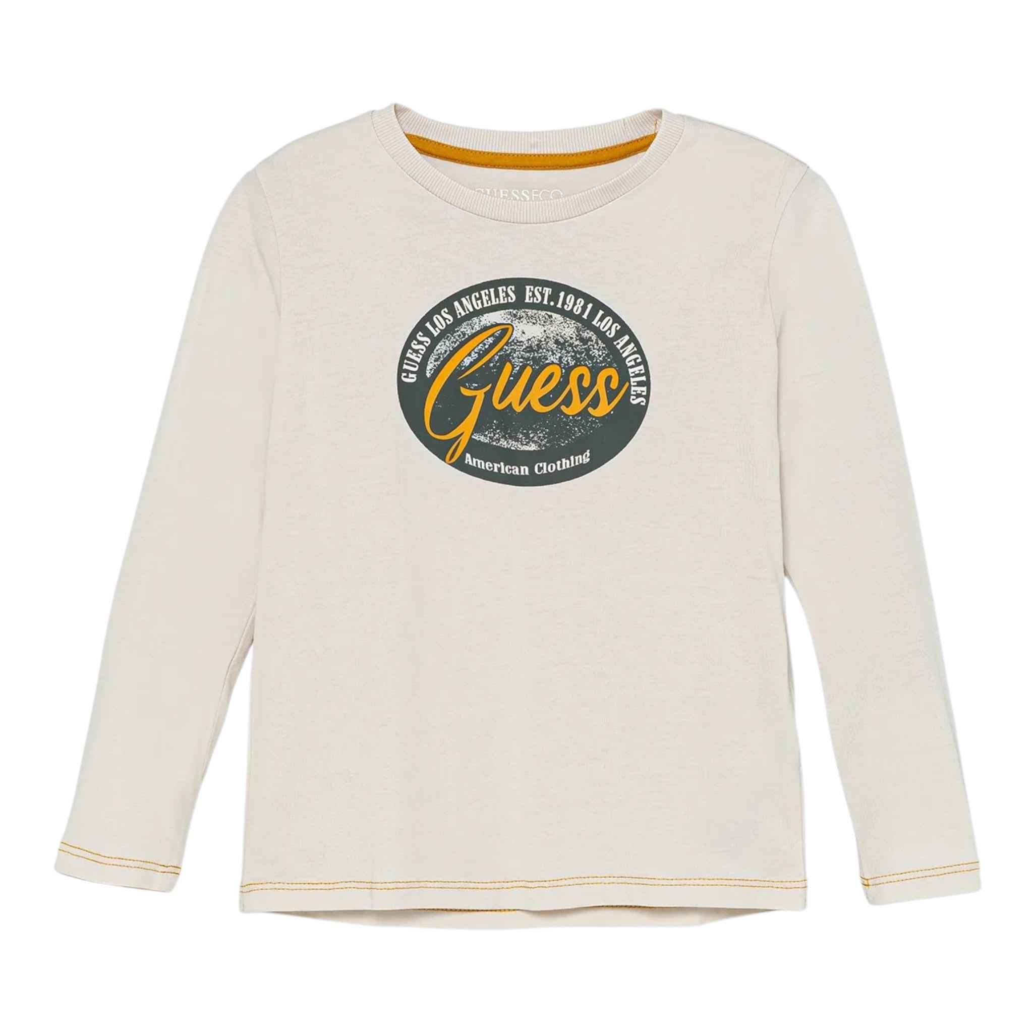 Guess Shirt tinta unita Girocollo con Stampa Beige per Neonato N5BI11I3Z14X BEIGE GUESS 
