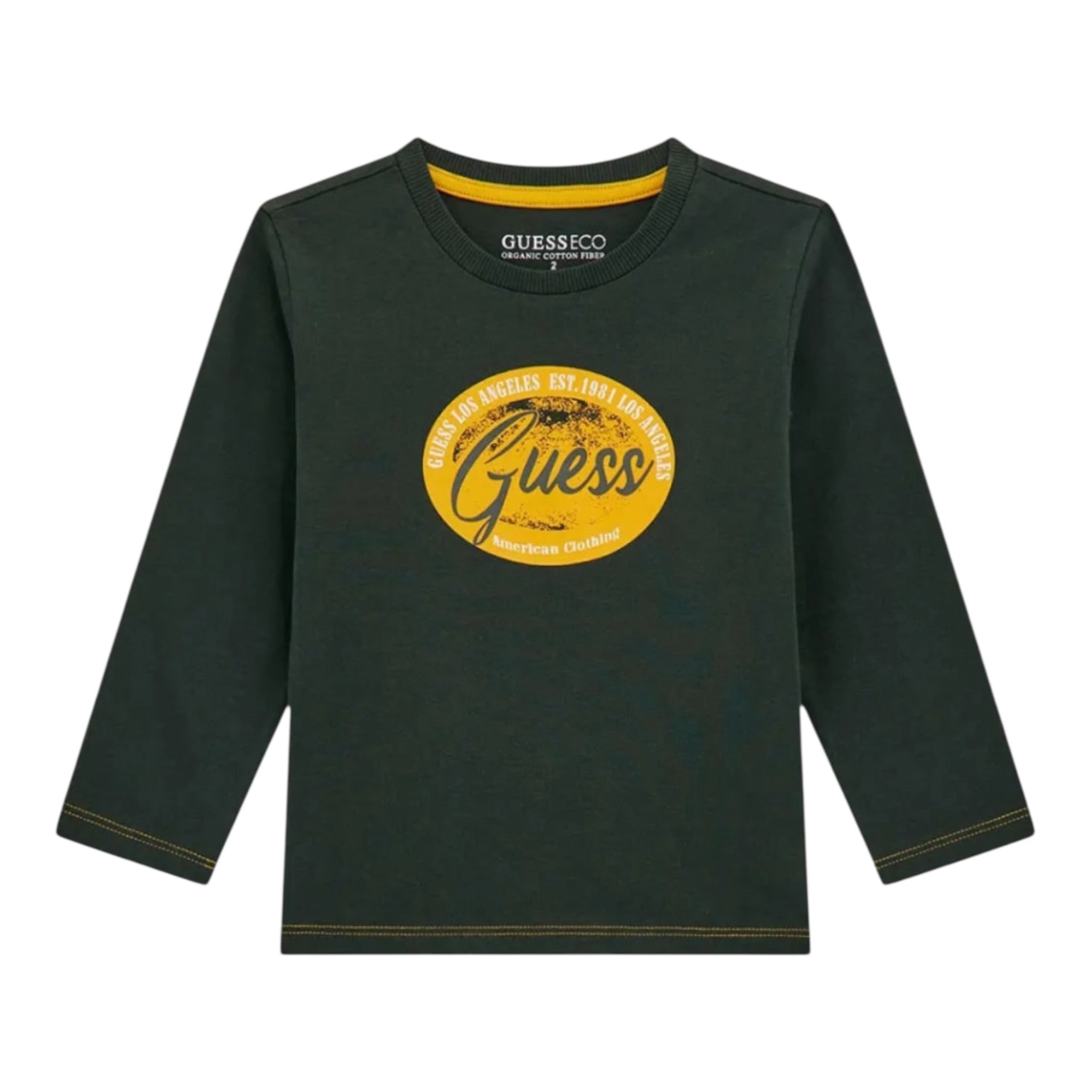Guess Shirt tinta unita Girocollo con Stampa Verde per Neonato N5BI11I3Z14XX VERDE GUESS 