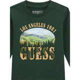Guess Shirt tinta unita Girocollo con Stampa Verde per Neonato N5BI13I3Z14 VERDE GUESS 