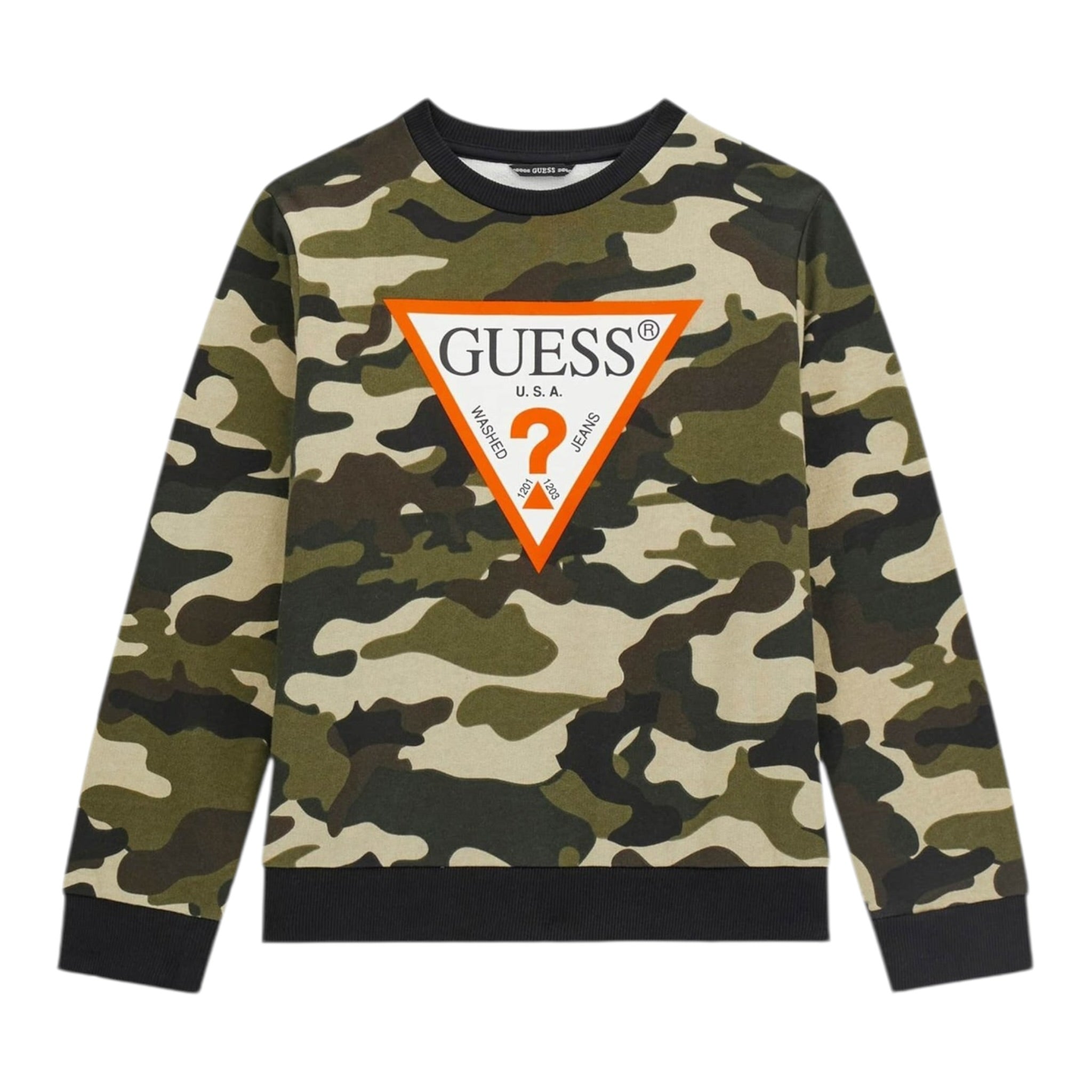 Guess Felpa tinta unita con Fantasia Militare Verde per Neonato N5BQ05KAD74N VERDE GUESS 
