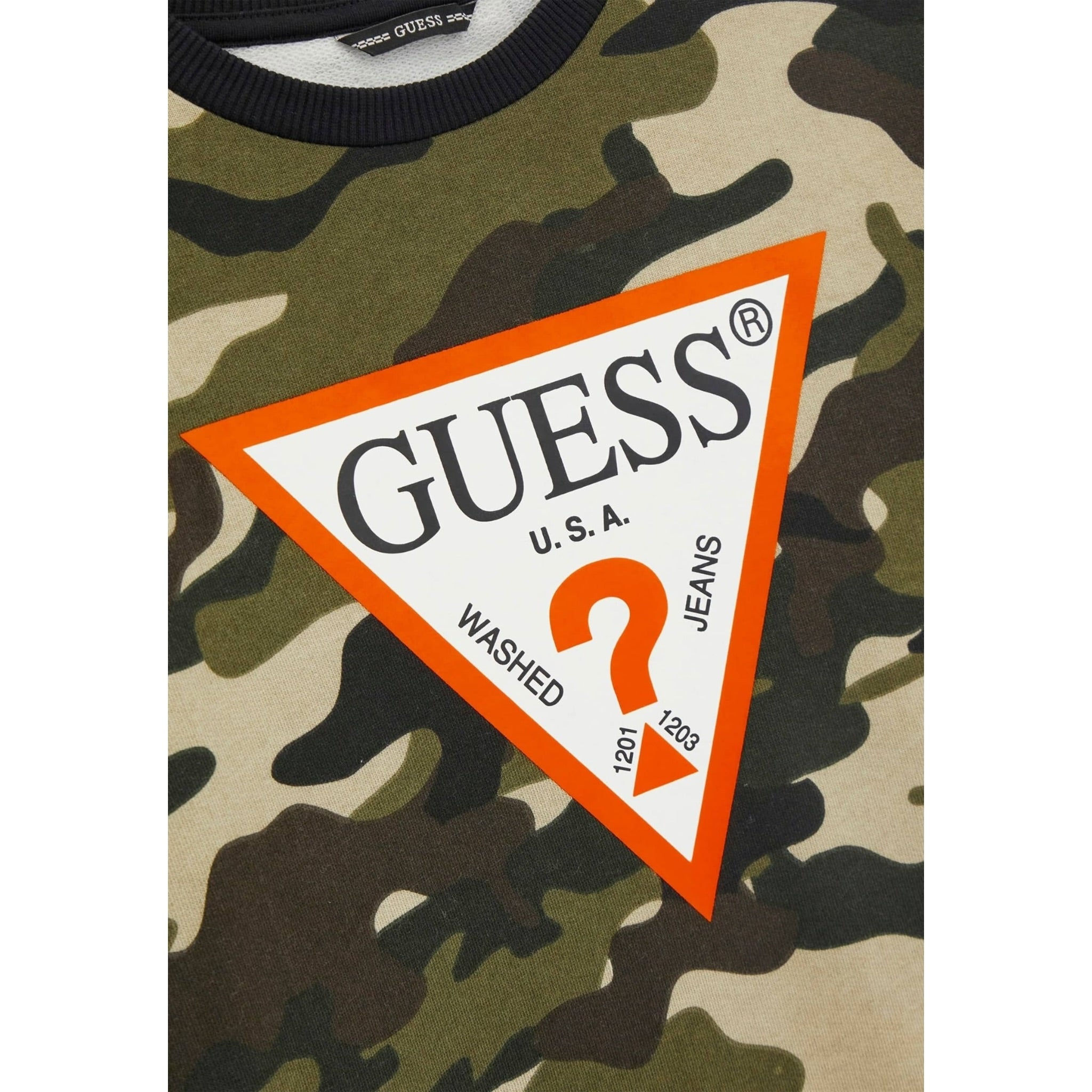 Guess Felpa tinta unita con Fantasia Militare Verde per Bambino N5BQ05KAD74 VERDE GUESS 