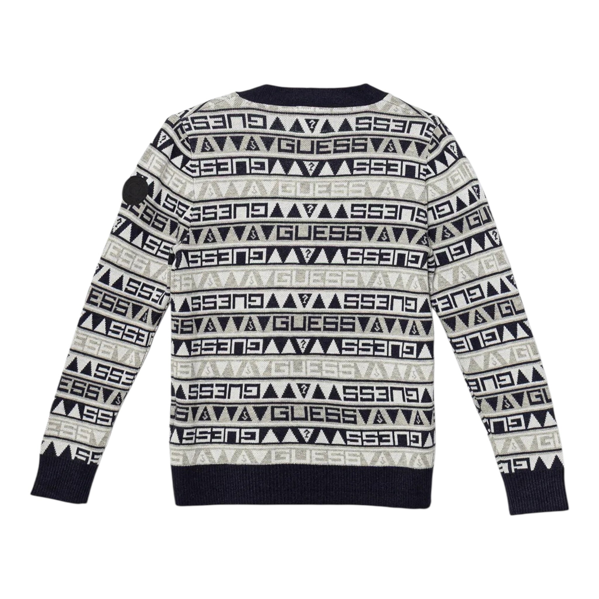 Guess Cardigan Bicolore con Loghi Blu/Beige per Neonato N5BR06Z2BB0 BLU/BEIGE GUESS 